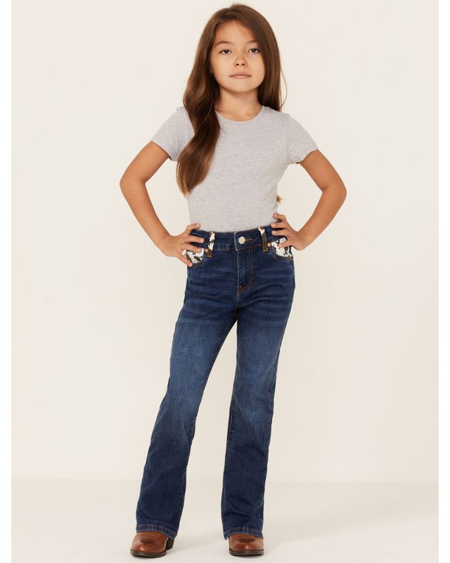 Ranch Dress'n Girls' Medium Wash Serape Pocket Stretch Regular Bootcut  Jeans