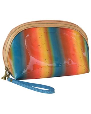 Catchfly Women's Stripe Print Dome Cosmetic Wristlet Bag