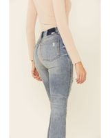 Daze Denim Women's Light Wash Distressed High Rise Straight Jeans