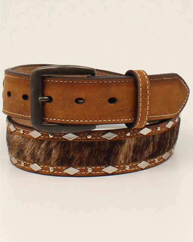 Men's Moonshine Spirit Brown Western Red & Orange Stitch Leather Belt