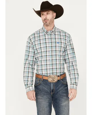 Cinch Men's Plaid Print Long Sleeve Button Down Western Shirt