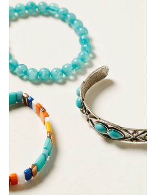 Shyanne Women's Turquoise & Silver 3-piece Bracelet Set