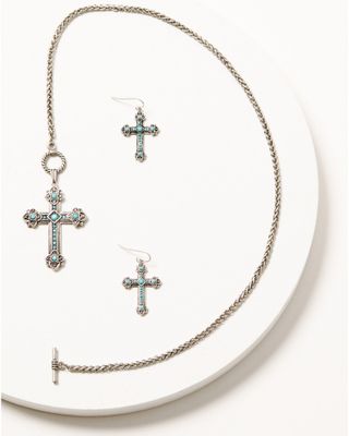 Shyanne Women's Turquoise Cross Single Cross Pendant Set