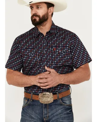 Rodeo Clothing Men's Medallion Print Short Sleeve Snap Western Shirt