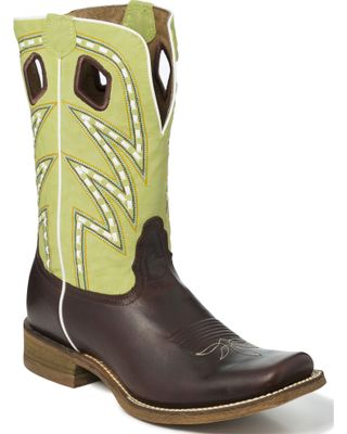 Nocona Men's Two Tone Saddle Stitch Western Boots - Broad Square Toe
