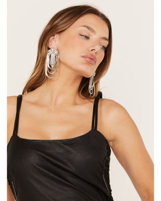 Wonderwest Women's Silver Jeweled Loop Earrings