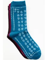 Shyanne Women's Multi-Colored Paisley 3-Pack Crew Socks