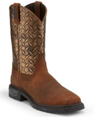 Tony Lama Men's Diboll Rust Diamond Plate Western Work Boots - Composite Toe