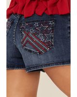 Shyanne Women's States Americana Embroidered High Rise 1/2 Shorts