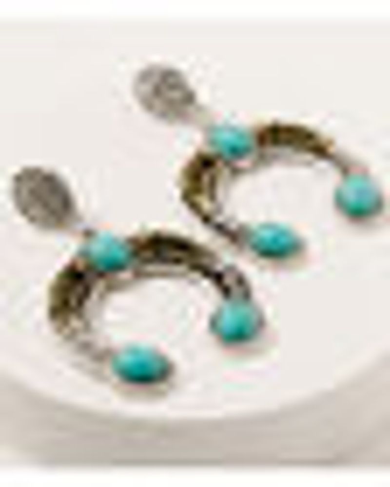 Shyanne Women's Two-Tone Turquoise Crescent Chandelier Earrings