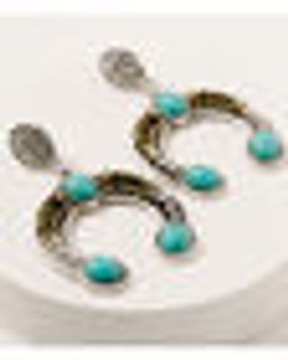 Shyanne Women's Two-Tone Turquoise Crescent Chandelier Earrings