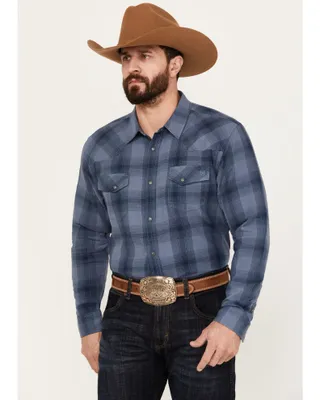 Blue Ranchwear Men's Lander Plaid Print Long Sleeve Western Snap Shirt