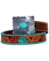 Myra Bag Women's Tropical Forest Hand-Tooled Leather Belt