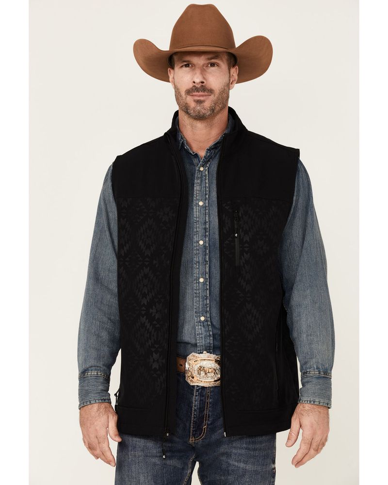 Cody James Core Men's Charcoal Southwestern Print Zip-Front Steamboat Vest