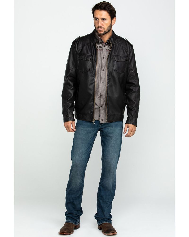 Cody James Men's Backwoods Distressed Faux Leather Moto Jacket