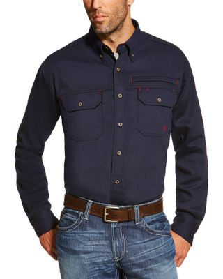 Ariat Men's FR Solid Vent Long Sleeve Button Down Work Shirt - Tall