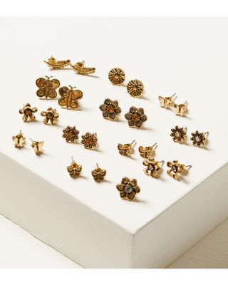 Shyanne Women's Gold Multi-pack Stud Earrings - 13 Piece