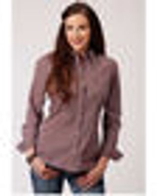 Roper Women's Red Southwestern Puzzle Geo Print Long Sleeve Snap Western Core Shirt