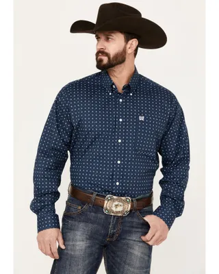 Cinch Men's Geo Print Long Sleeve Button Down Stretch Western Shirt
