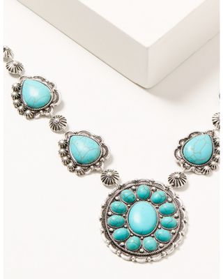 Shyanne Women's Silver & Turquoise Concho Statement Necklace