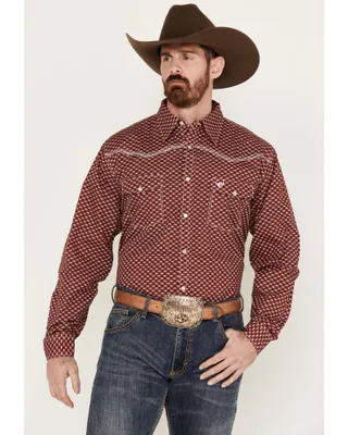 Cowboy Hardware Men's Rolodex Geo Print Long Sleeve Pearl Snap Western Shirt