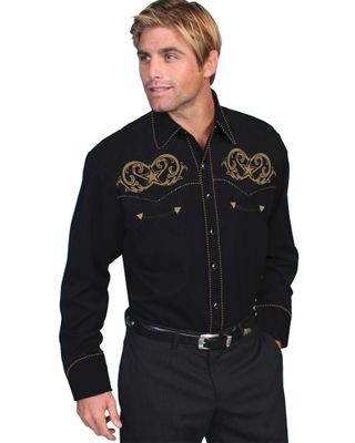 Scully Men's Embroidered Star Western Shirt