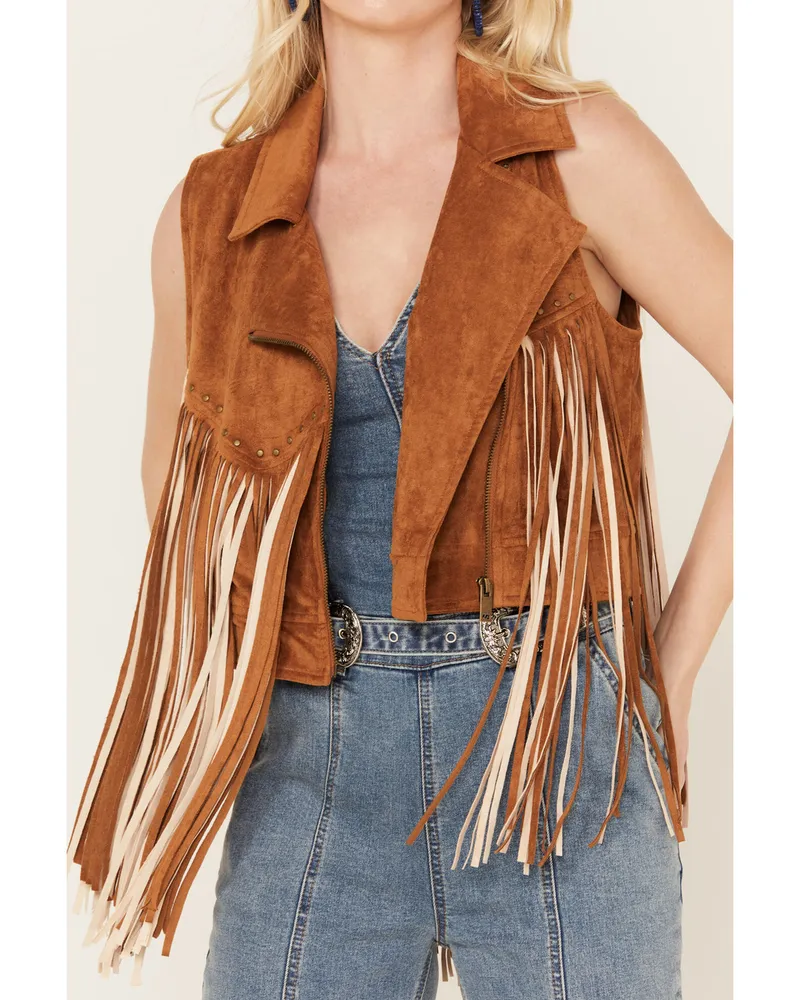 Rock & Roll Denim Women's Cropped Fringe Star Vest