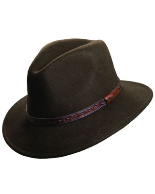 Scala Men's Olive Wool Felt with Leather Trim Safari Hat