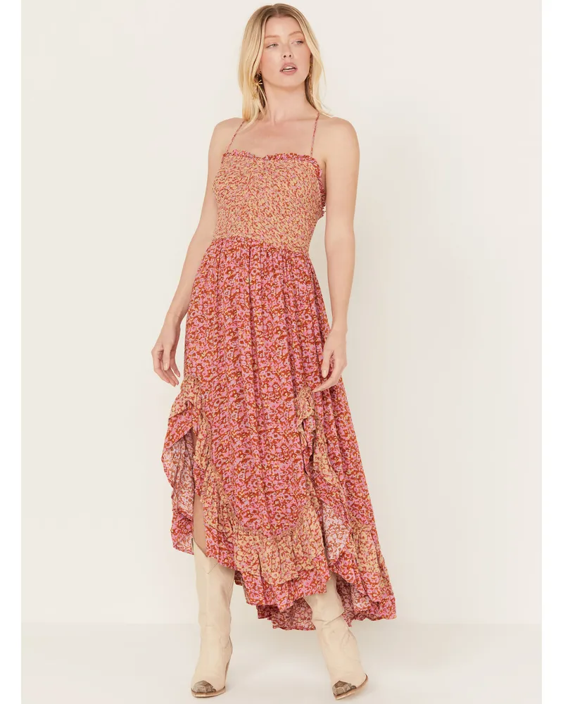 Woven Floral Cut Out Maxi Dress