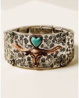 Shyanne Women's Cactus Rose Longhorn Love Cuff Bracelet