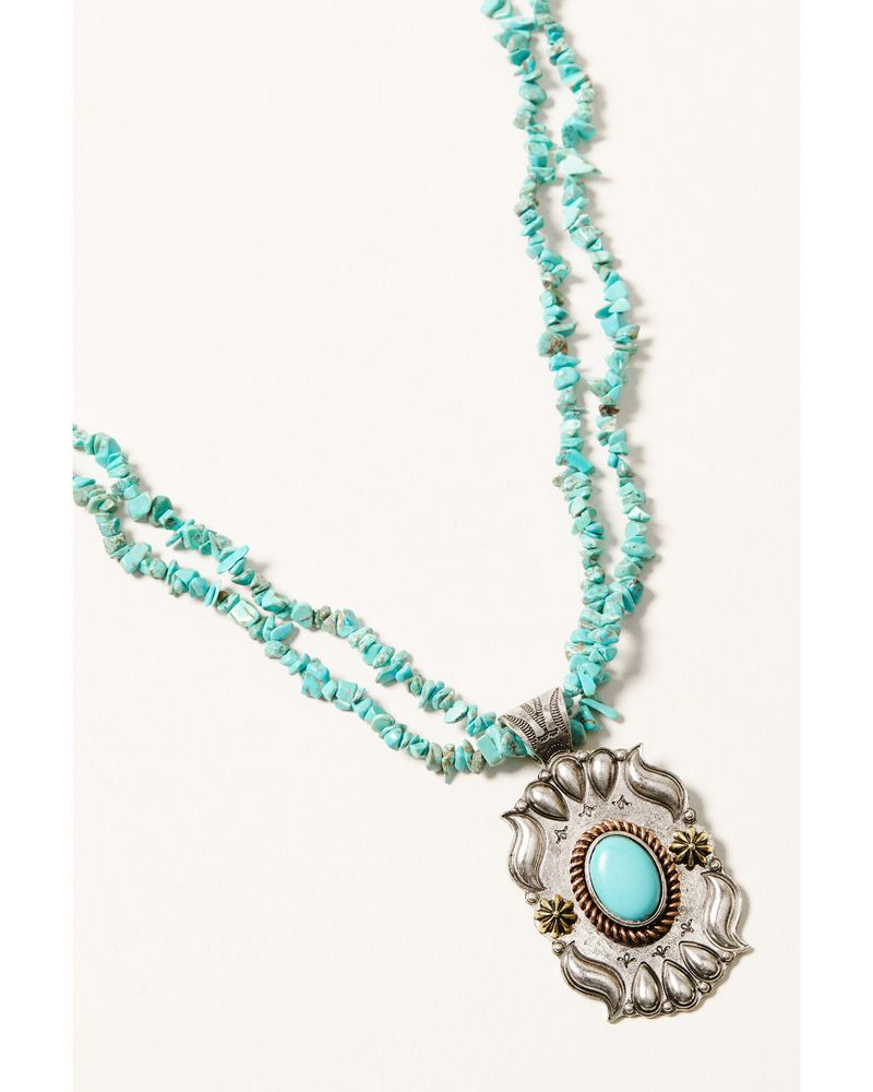 Shyanne Women's Cactus Rose Turquoise Medallion Necklace