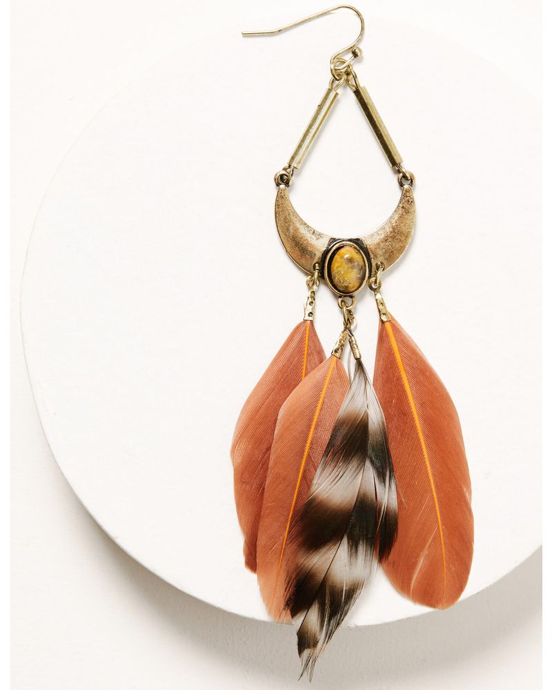 Shyanne Women's Gold Teardrop Feather Earrings