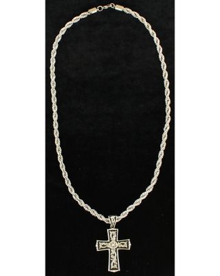 Twister Men's Floral Scroll Cross Necklace