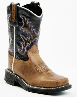 Old West Boys' Leather Work Rubber Western Boots