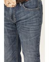 Rock & Roll Denim Men's Rifle Medium Wash Leather Pocket Stretch Straight Skinny Jeans