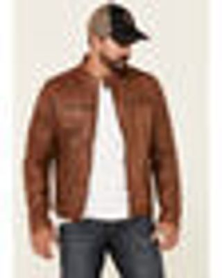 Mauritius Leather Men's Cognac Jon Zip-Front Moto Jacket