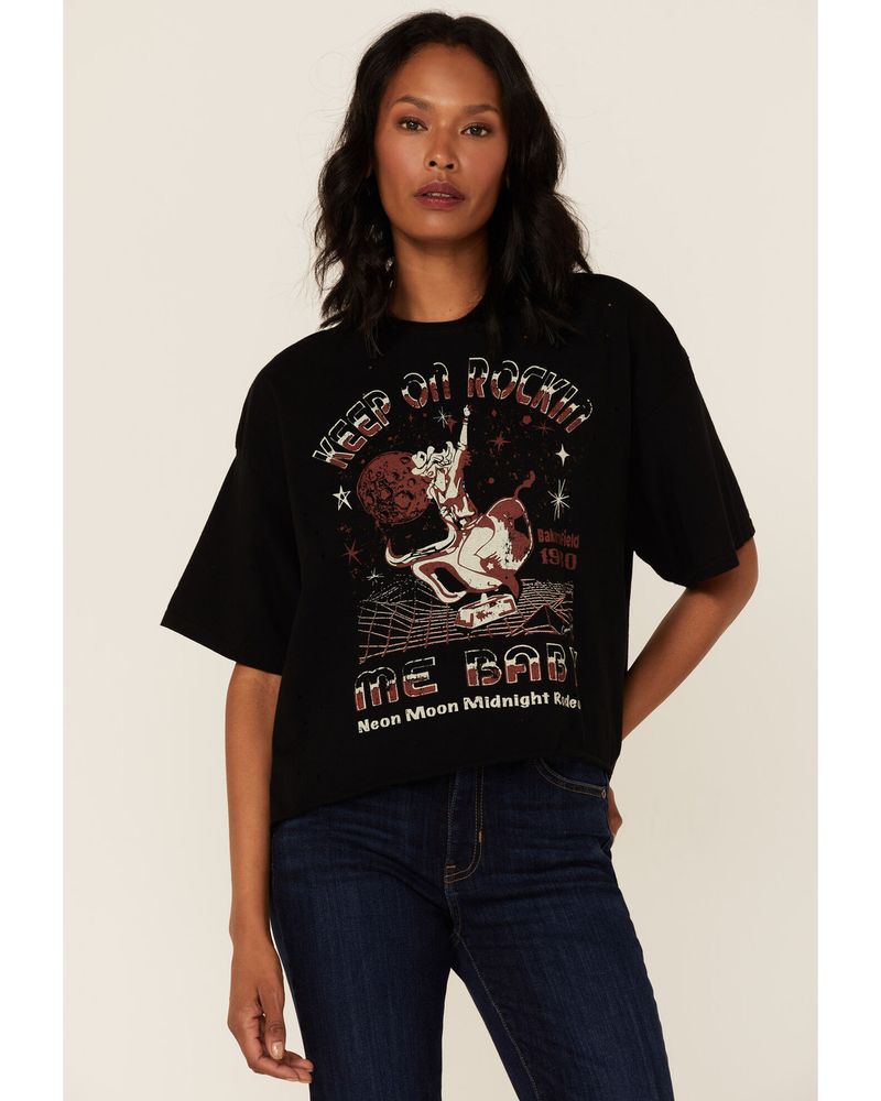 Rhinestone Cowboy OVERSIZED 1982 distressed Cropped T- shirt – Country Deep