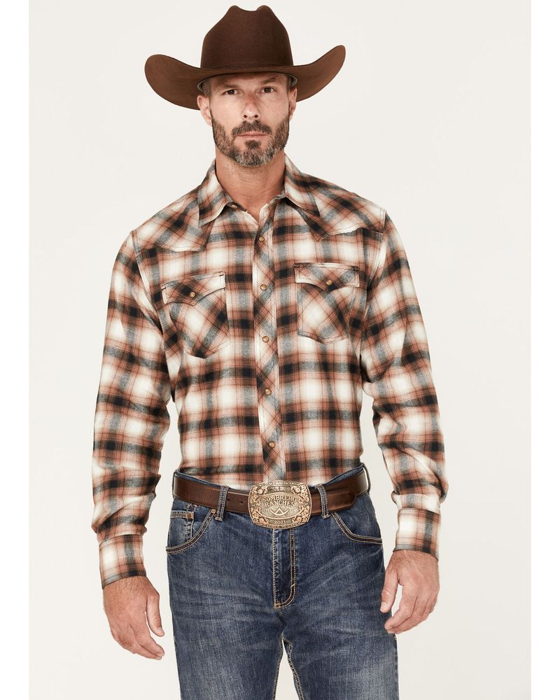 Men's Wrangler Retro® Long Sleeve Flannel Western Snap Plaid Shirt