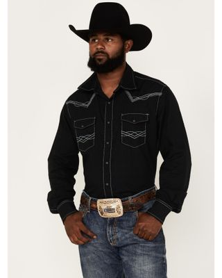 Wrangler Rock 47 By Wrangler Men's Solid Embroidered Snap Western Shirt |  Alexandria Mall