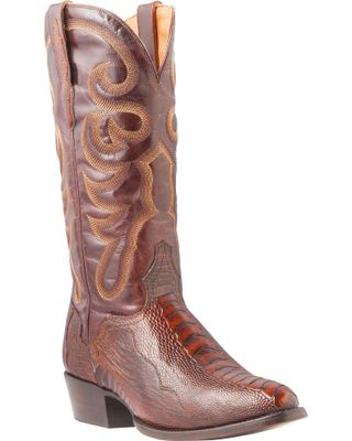 El Dorado Men's Handmade Ostrich Leg Brass Western Boots - Medium Toe