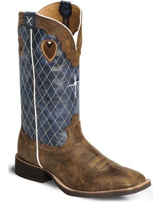 Twisted X Men's Distressed Ruff Stock Western Boots - Broad Square Toe