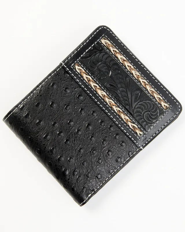 Grainy Leather TB Money Clip Wallet in Black - Men