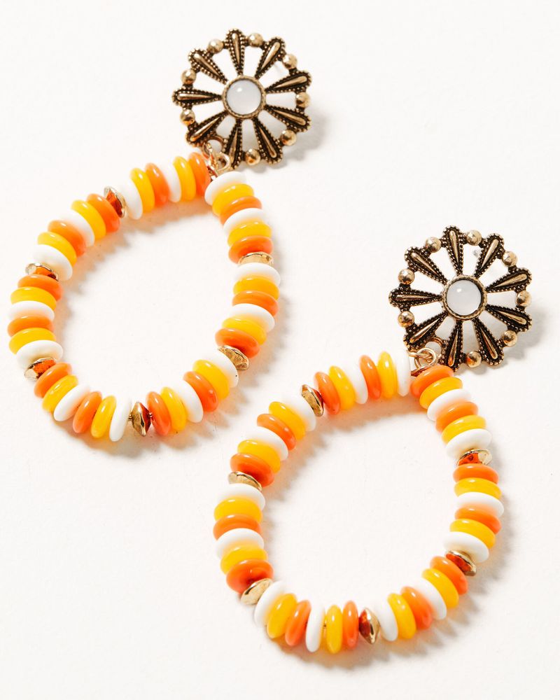 Shyanne Women's Orange Sequin Teardrop Post Earrings