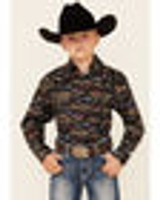 Dale Brisby Boys' Western Range Conversational Print Long Sleeve Snap Shirt