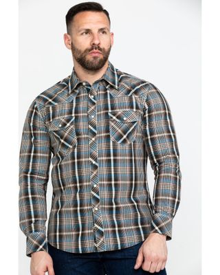 Rock & Roll Denim Men's Teal Washed Yarn Dye Plaid Short Sleeve Western Shirt