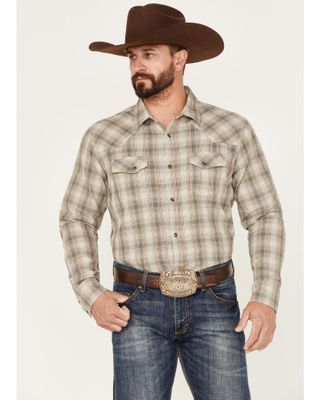 Blue Ranchwear Men's Plaid Print Snap Western Flannel Work Shirt