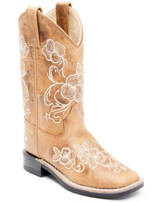 Shyanne Girls' Little Lasy Floral Embroidered Western Boots - Broad Square Toe