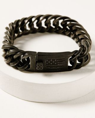 Moonshine Spirit Women's Gun Metal Slashed Flag ID Bracelet