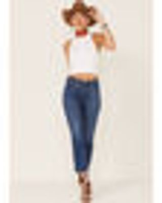 Levi's Women's 501 Charleston Medium Wash The Fray High Rise Crop Jeans