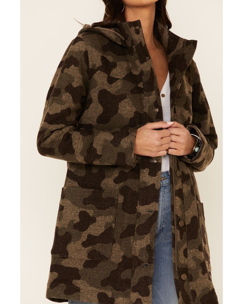 Pendleton Women's Multi Camo Wool Hooded Parka Jacket